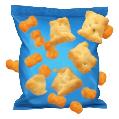 open blue cheese puff bag with orange cheese puffs falling out sticker