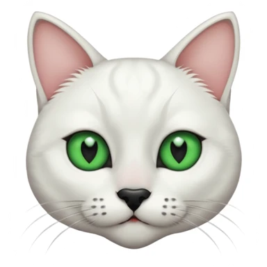 Haz una gata de ojos verdes la cara blanca con mancha negra en las orejas que agarra parte de la frente del lado der pero del iz va desde el ojo hasta la oreja la mancha, tiene la nariz negra en forma de corazón y todo lo que sobra de la cara, barbilla la nariz arriba y el lado de bigotes es blanca sticker