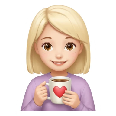 Cute girl smiling with gratitude, holding a glass mug of Nescafe, saying “Teşekkür ederim”, warm cozy home background, soft pastel colors, kawaii style, heart details, WhatsApp sticker style, transparent background sticker