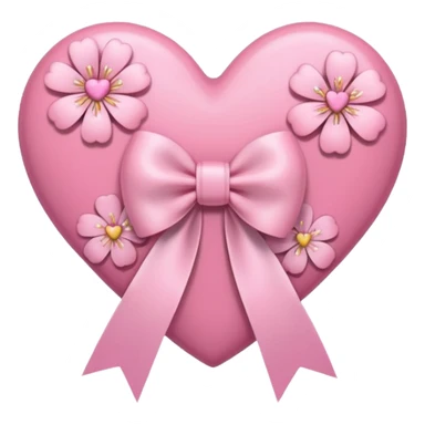 heart with sakura flowers and a pink ribbon bow sticker