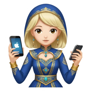 anime girl with persion crawl custome dress and smartphone sticker