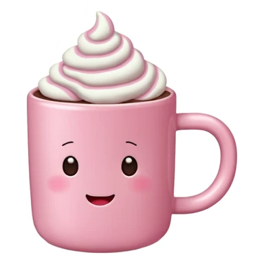 Pinke Tasse heiße Schokolade mit mini marshmallow , ohne Gesicht sticker
