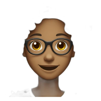 smiling black teenager girl with long black curly hair and round glasses sticker