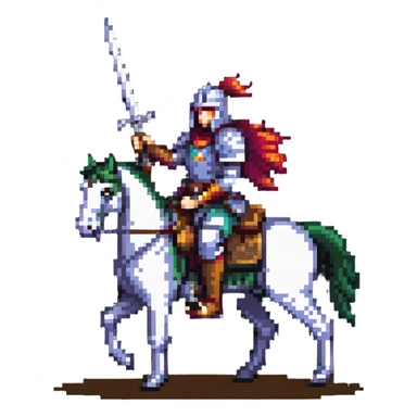 retro fantasy warrior riding a horse with sword raised sticker