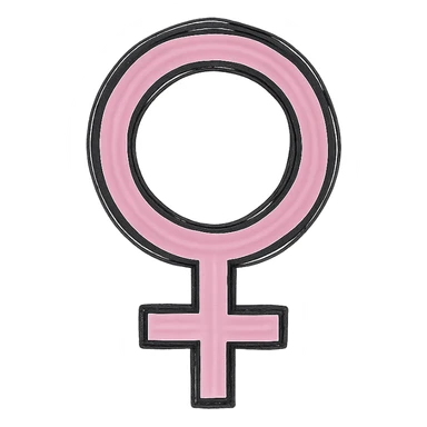 hand drawn outlined icon of a pink symbol, no fill, thick lines sticker