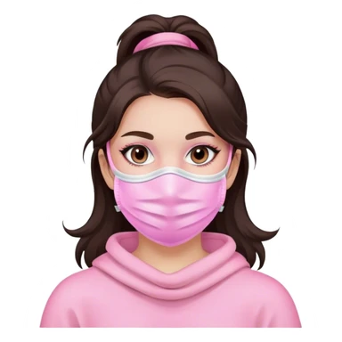 brunnete girl with pink face mask sticker
