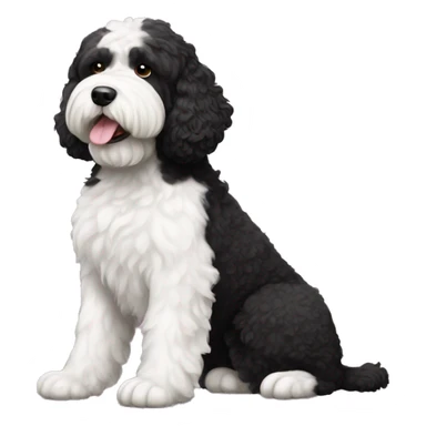 Portuguese water dog with white chin and chest sticker