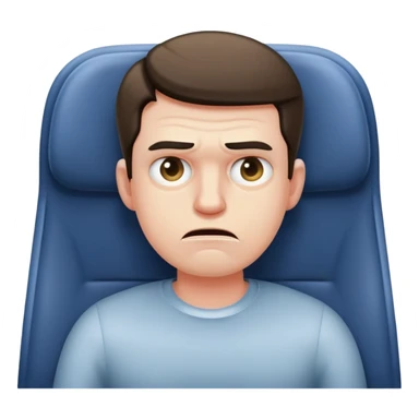 Unhappy guy squished on an airplane seat sticker