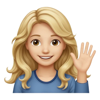 18 year old girl with long wavy dirty blonde hair waving smiling sticker