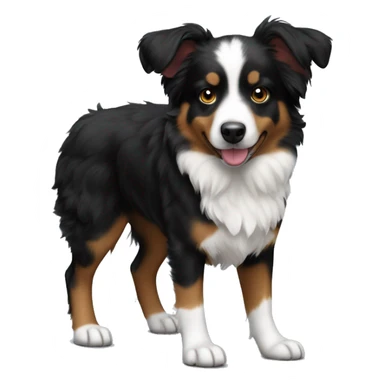 black tri mini aussie dog with one ear up sticker