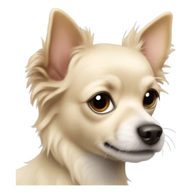 skinny fluffy ratty cream terrier dog pointy ear chihuahua  sticker