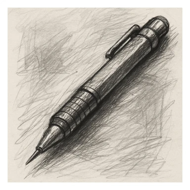 a mechanical pencil with a metal tip, pencil sketch style sticker