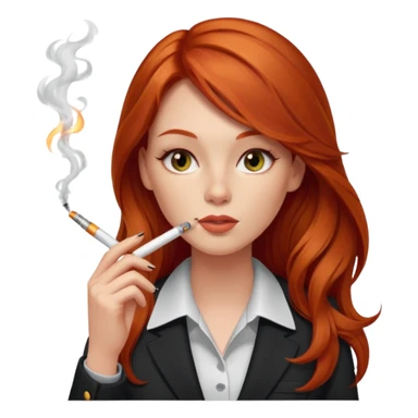 long hair red head office girl, smoking electric ciggarette sticker