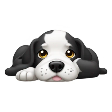 Black and white dog laying with belly up sticker