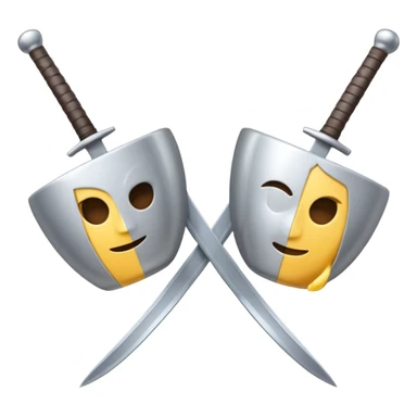 dual swords parallel, emoji style, similar to the closed coffee cup emoji style sticker