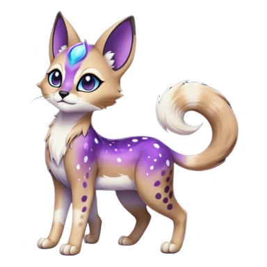 Colorful black-violet-indigo-purple-gradients nebulae nebula starry galactical shiny white-stars-spotted glorious iridescent divine exotic cute cool beautiful realistic Meloetta-caracal-civet-sergal-oncilla-animal-Fakémon-hybrid-fursona (full body) sticker