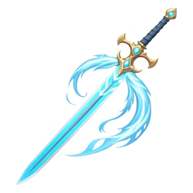 wind elemental sword object icon, elegant fantasy sword, swirling wind aura around the blade, light blue glow, floating air particles, 3D cartoon, mobile game icon style, centered, clean background, soft shadow, no text, no watermark
 sticker