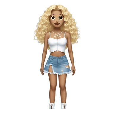 Glinda wearing ripped jeans and short skirt and a Shakira lace up croc top  sticker