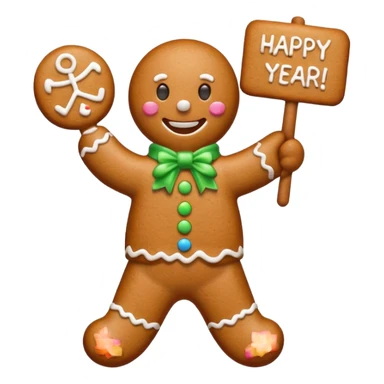gingerbread man with a happy new year sign sticker