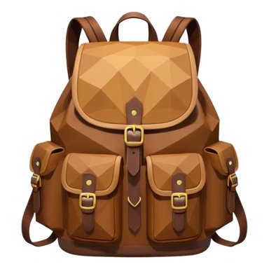 backpack brown emoji low poly  sticker