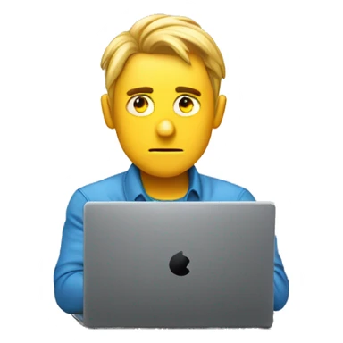 the guy with the laptop is sweating. comic style. sticker