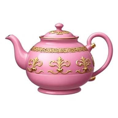 Pink steaming and boiling  tea pot with smoke sticker