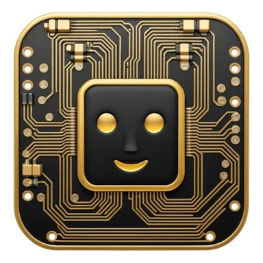 I want a black and gold pcb emoji, representing a circuit board sticker