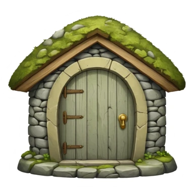 Round stone hut with wooden door.




 sticker