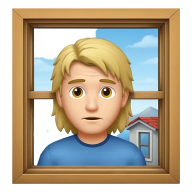 Guy with mullet peeking through window sticker