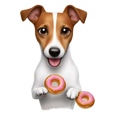 a jack russel eating a doughnut sticker
