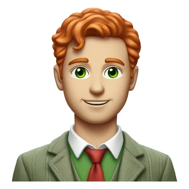 Hyperrealist Preppy man green eyes red hair with bag of money.  sticker