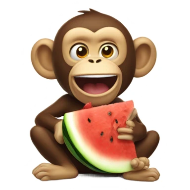 Monkey farting while eating a watermelon and chicken sticker