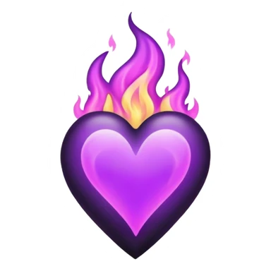 Black heart purple flame sticker