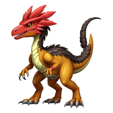 Dark Furry feather-mane Cool Edgy shiny Digimon-Fakemon-Guilmon-Velociraptor-Dinosaur-Drake full body   sticker