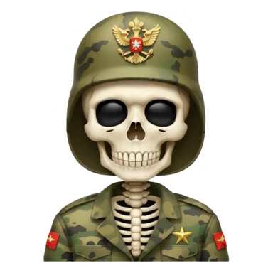 generate a realistic skeleton in Russian military camouflage sticker