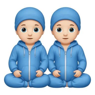Twin baby boys with blue onesies on sticker