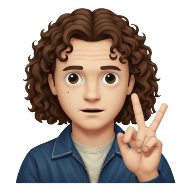 Eddie the freak from stranger things with his iconic hand sign like this 🤟 behind his head sticker