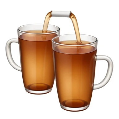 two brown mate tea cups, 500ml, plastic, clinking, no face, no straw, no handle, not in a cup, white background, slightly tilted angle sticker