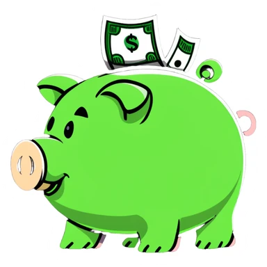 investment symbol, piggy bank or dollar sign sticker