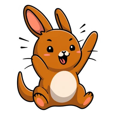 brown bunny stretching arms while yawning sticker