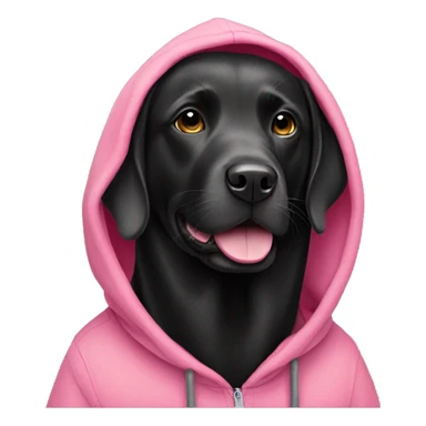 black labrador wearing a pink hoodie sticker