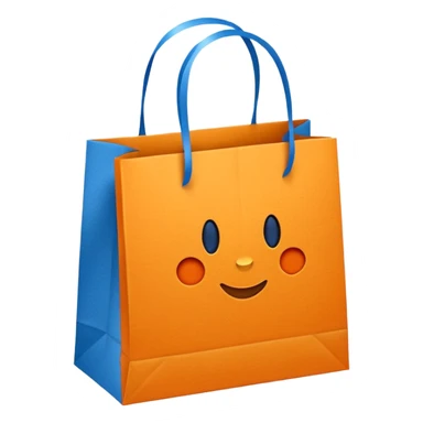 orange gift bag with blue handles sticker