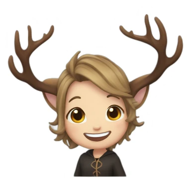 meo-chibi-deer-antlers-witch laughing sticker