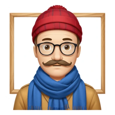 Bobo hipster blanc, fan d’expo d’art avec un foulard et une grosse moustache  sticker