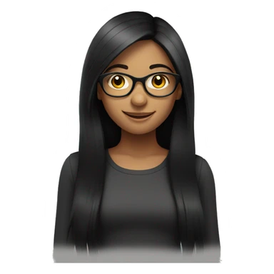 smiling girl with black long  hair, with glasses sticker