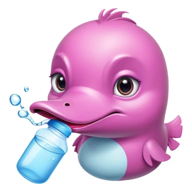 pink preppy platypus with water bottle lips and false eye lashes sticker