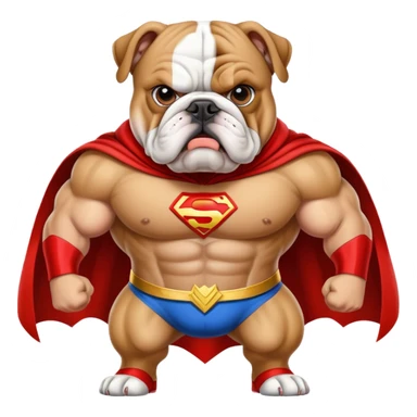 bulldog ingles traje super héroe sticker