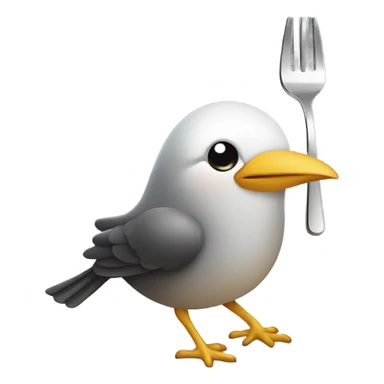 Bird with a bed on its head eating a fork sticker
