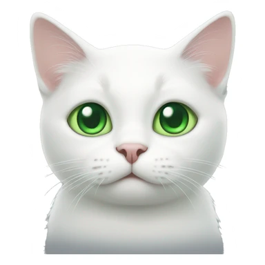 White cat with green ayes sticker