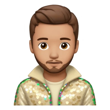 Liam Payne from One Direction with light skin, brown hair, cream sequin outfit sticker